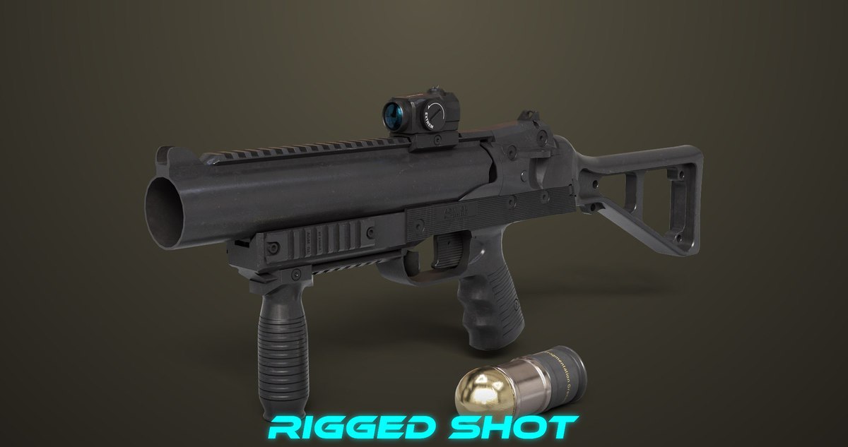 6 Grenade Launcher Black URP HDRP Textures