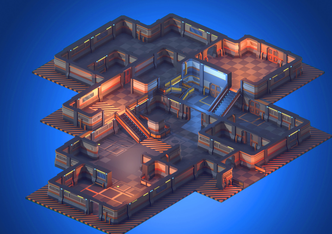 Low Poly Sci-Fi Modular Kit - Space Station Walls, Floors & Doors (URP)