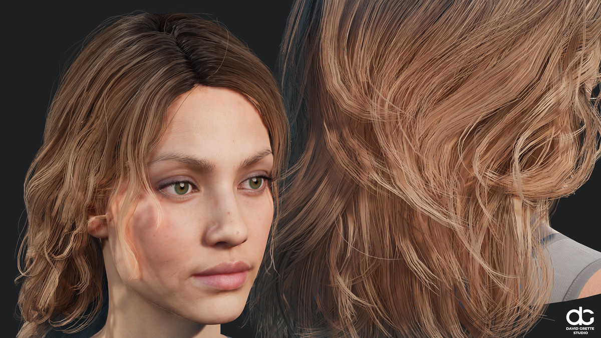 Realistic female hairstyles, pack #4 | Rigged hair, game-ready, low-poly