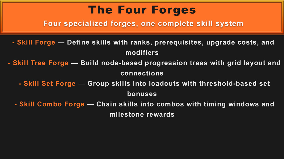 Simple Skill Forge:No-Code Skills, Skill Trees, Loadouts & Combos w/ JSON Export