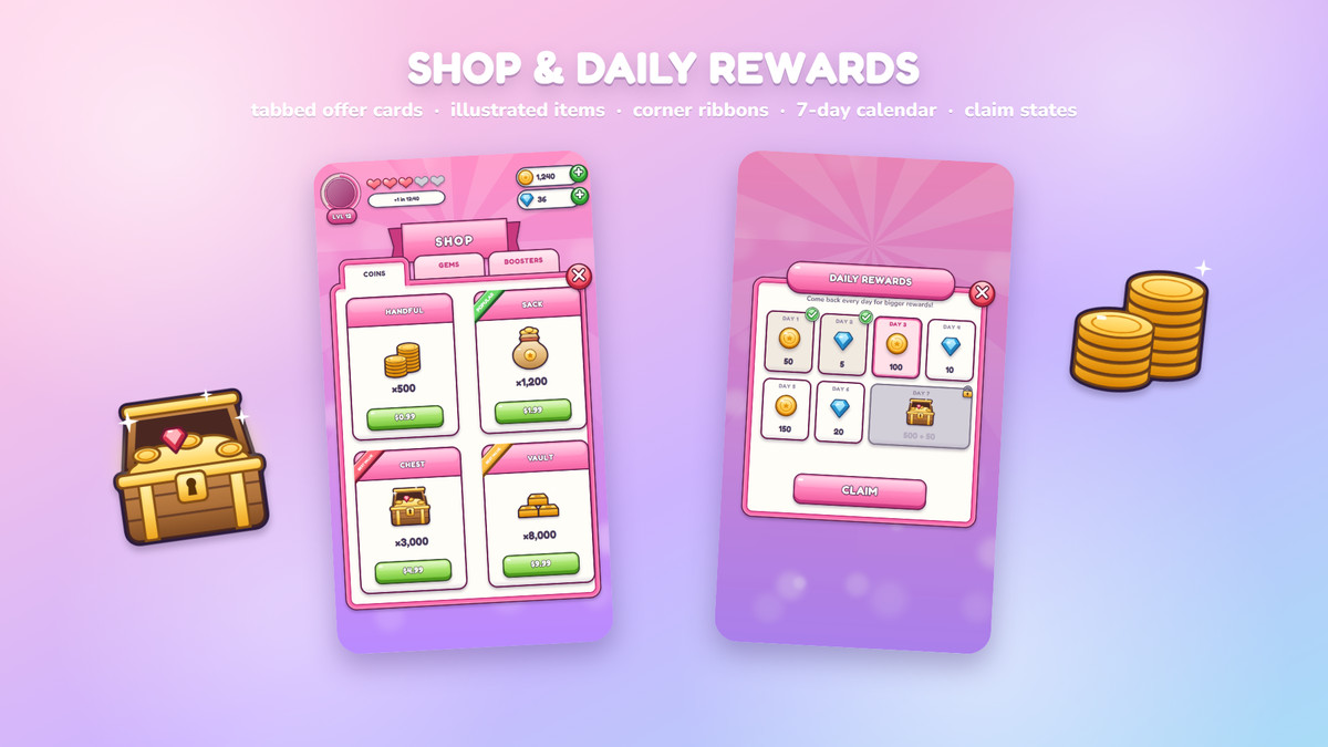 Casual Mobile UI Kit - Game GUI
