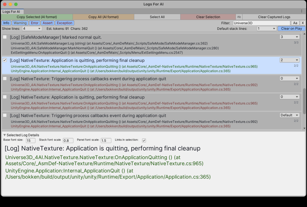 Logs for AI
