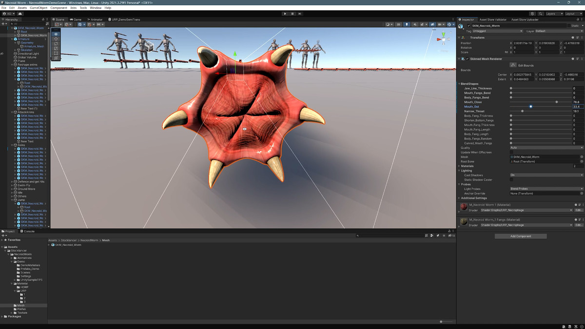 Necroid Worm: a monster worm character for horror games