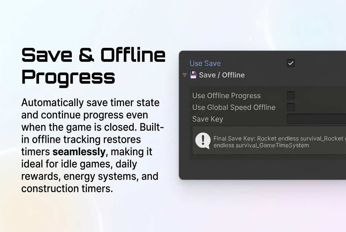 Ultimate Time Management System: Timers, Save & Offline Progress