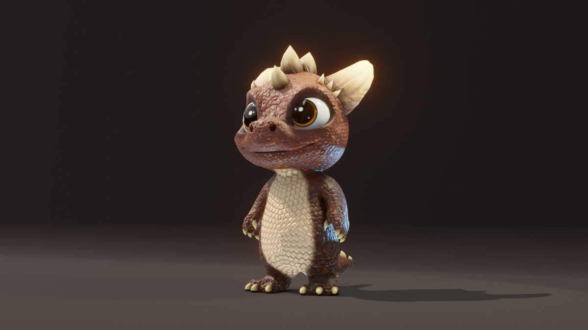 Cartoon Brown Dinosaur 3D Model (Low-Poly, Game-Ready, Animated, Built-In)