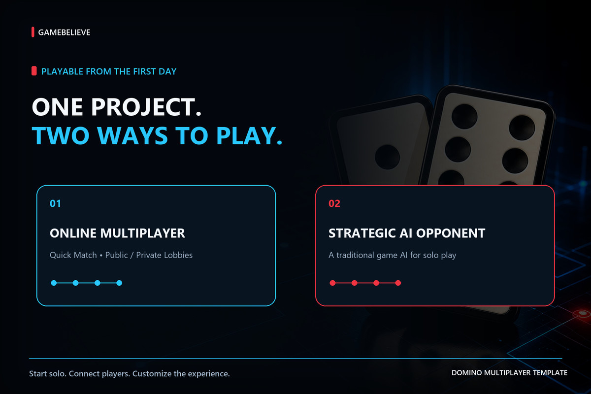 Domino Multiplayer Template | Netcode + Strategic AI Opponent