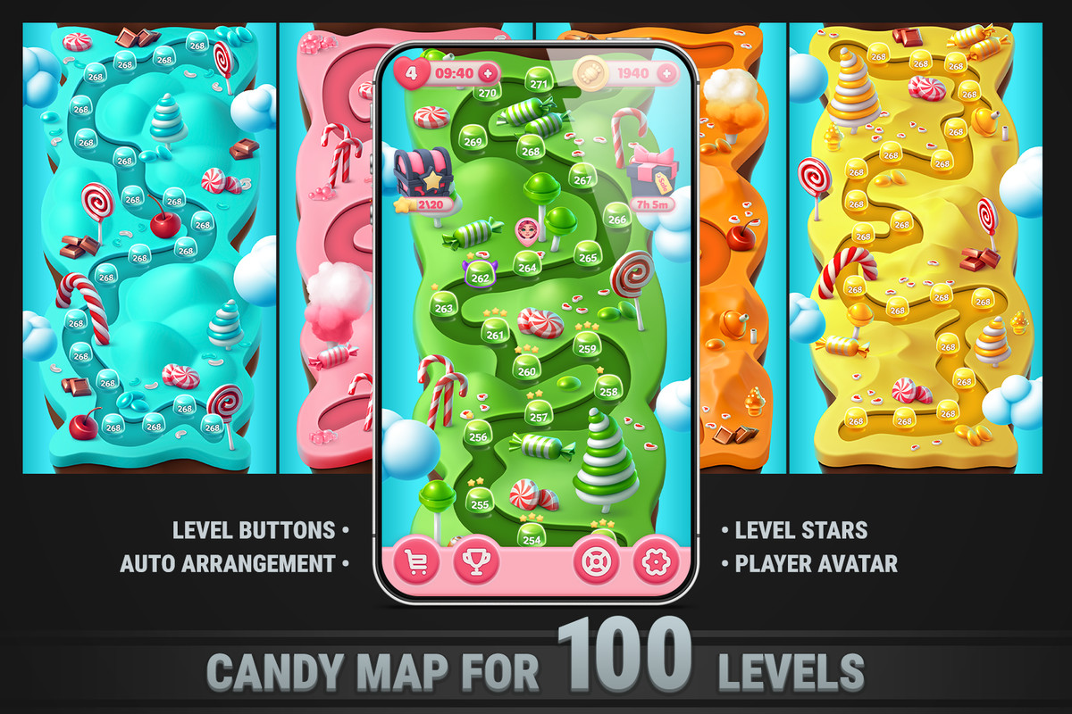 MK Puzzle Level Map Pack • 4 Themes Bundle