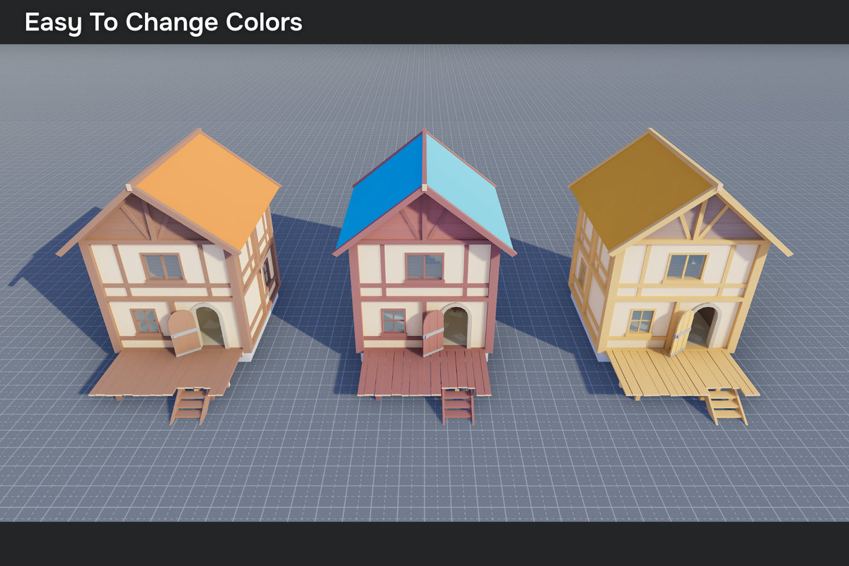 Low Poly Modular Medieval Buildings Pack