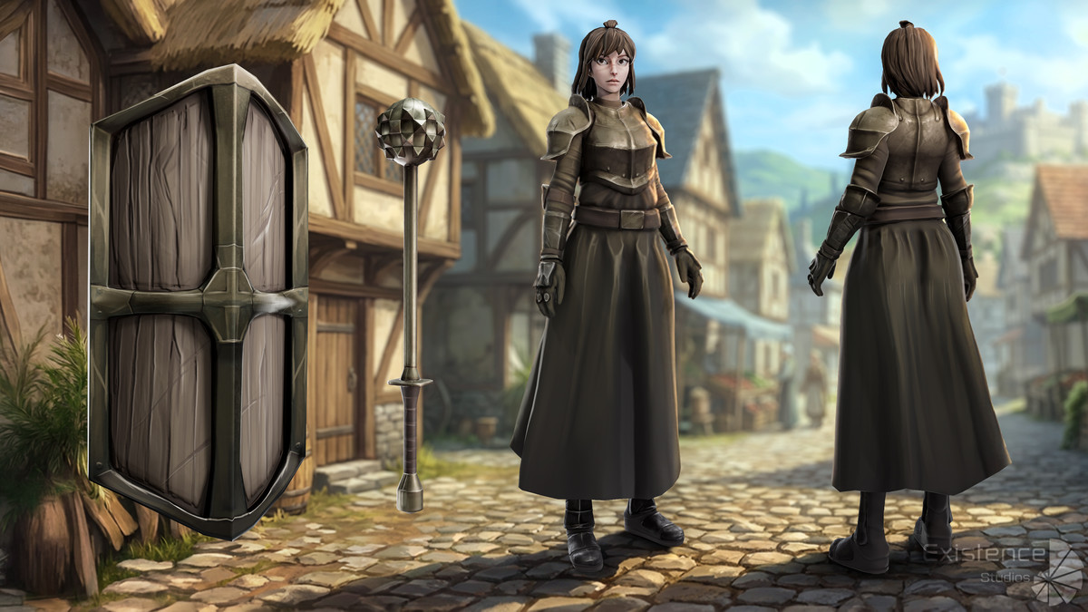 Shield Guardian Avelyn - Stylized Warrior Girl