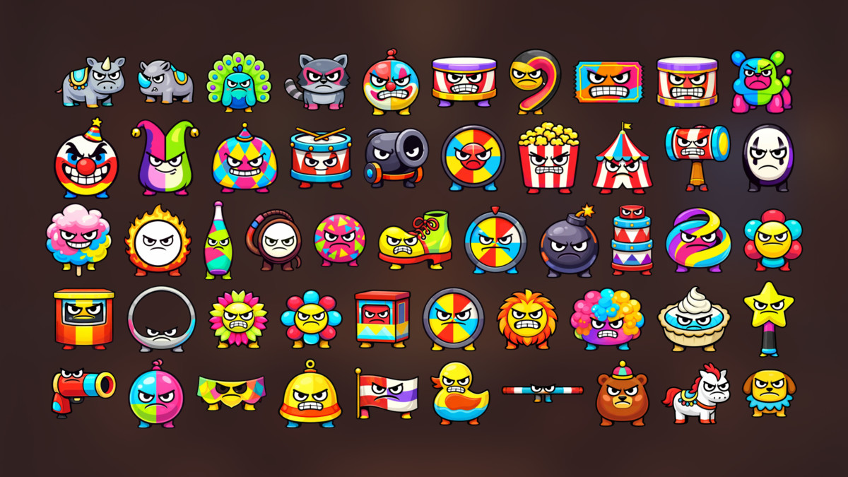 Cartoon Circus Enemy Clown Mascots Carnival Characters Pack Arcade Casual Action