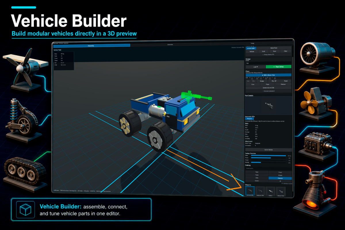 Modular Vehicle System: Vehicle Builder & Physics Toolkit