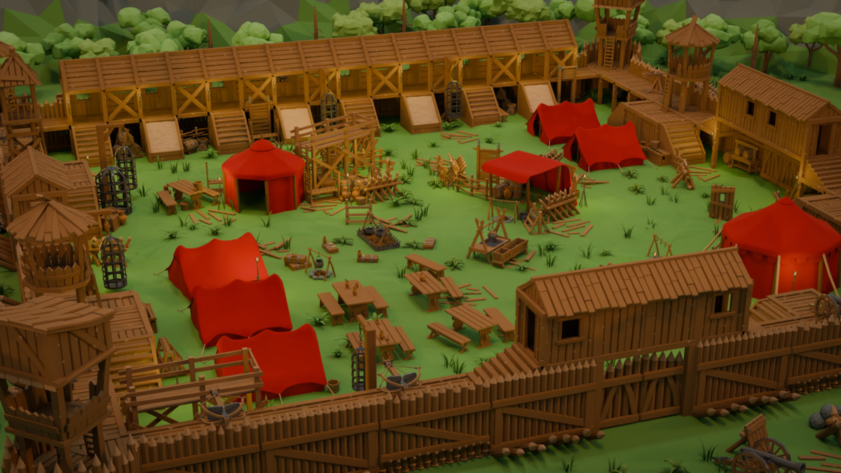 Modular Low Poly Medieval - Fort Kit
