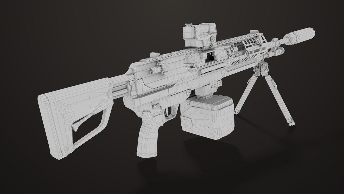 Machine Gun 14 Brown URP HDRP Textures