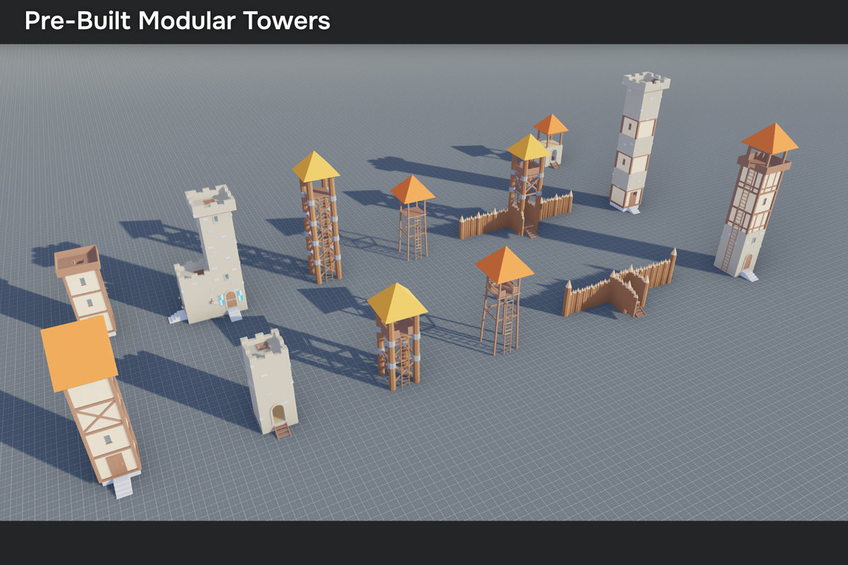 Low Poly Modular Medieval Buildings Pack