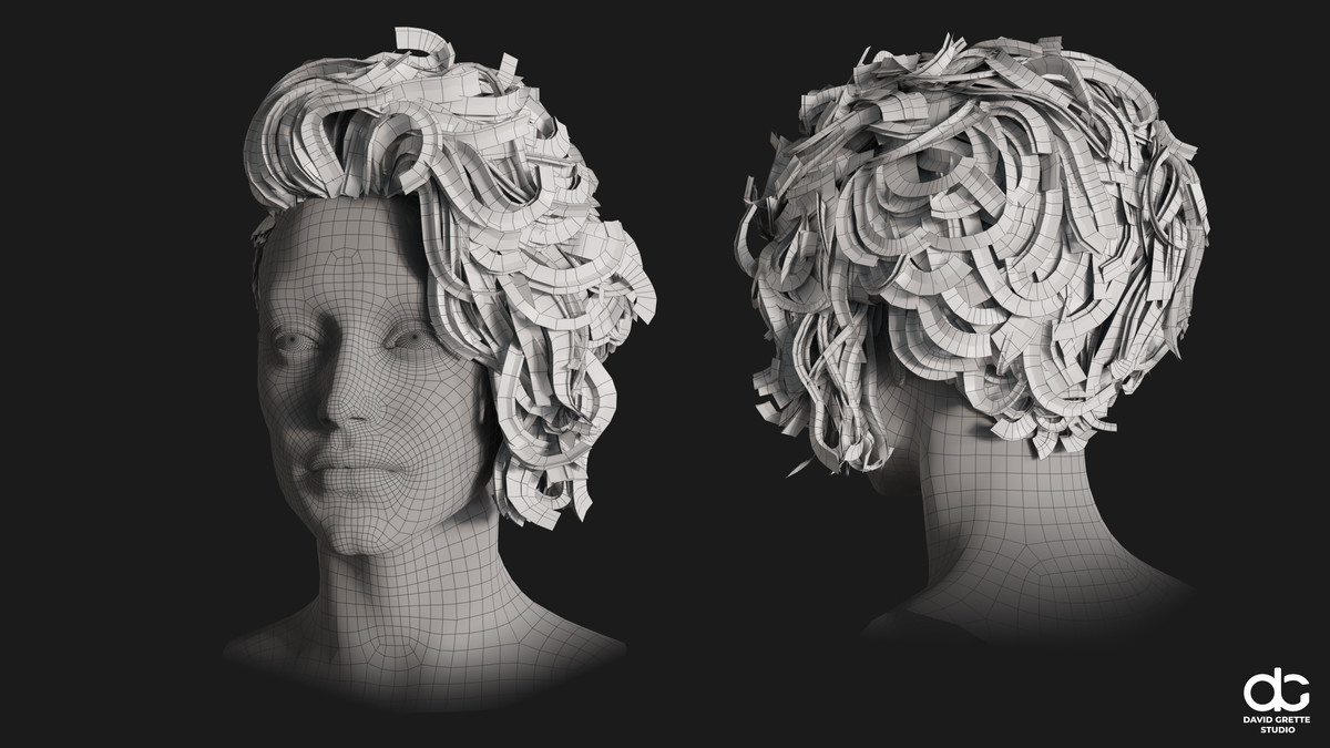 Realistic female hairstyles, pack #3 | Rigged hair, game-ready, low-poly