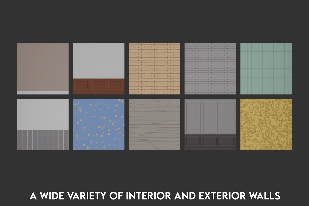 Low Poly Cartoon House Interior & Exterior