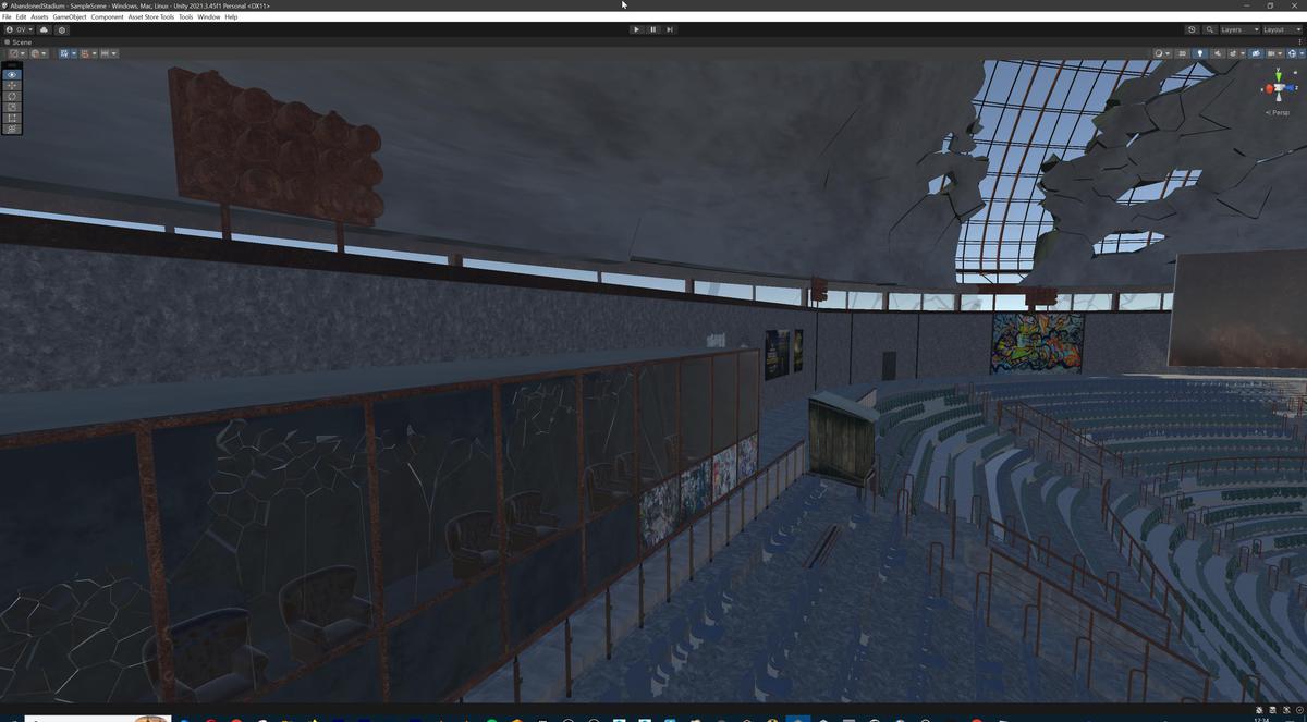 Abandoned Post-Apocalyptic Football Stadium - Modular Environment 3d Level