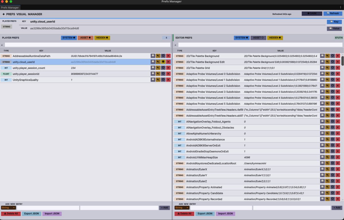 Prefs Visual Manager - PlayerPrefs, EditorPlayerPrefs
