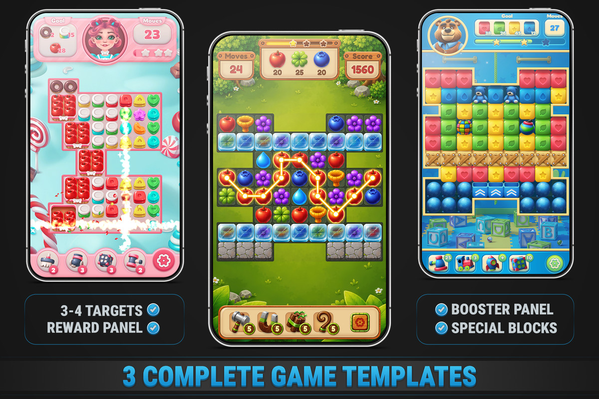 MK Match Puzzle Bundle • 3 Game Templates