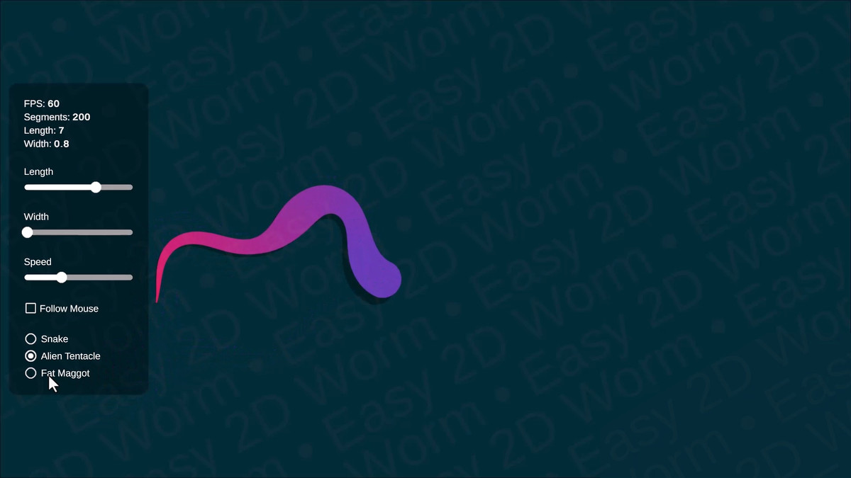 Easy 2D Worm - Procedural Snakes, Tentacles & Physics