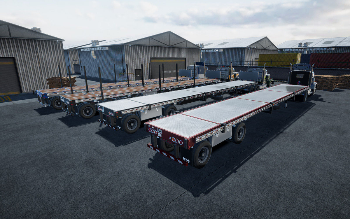 Semi truck flatbed trailer
