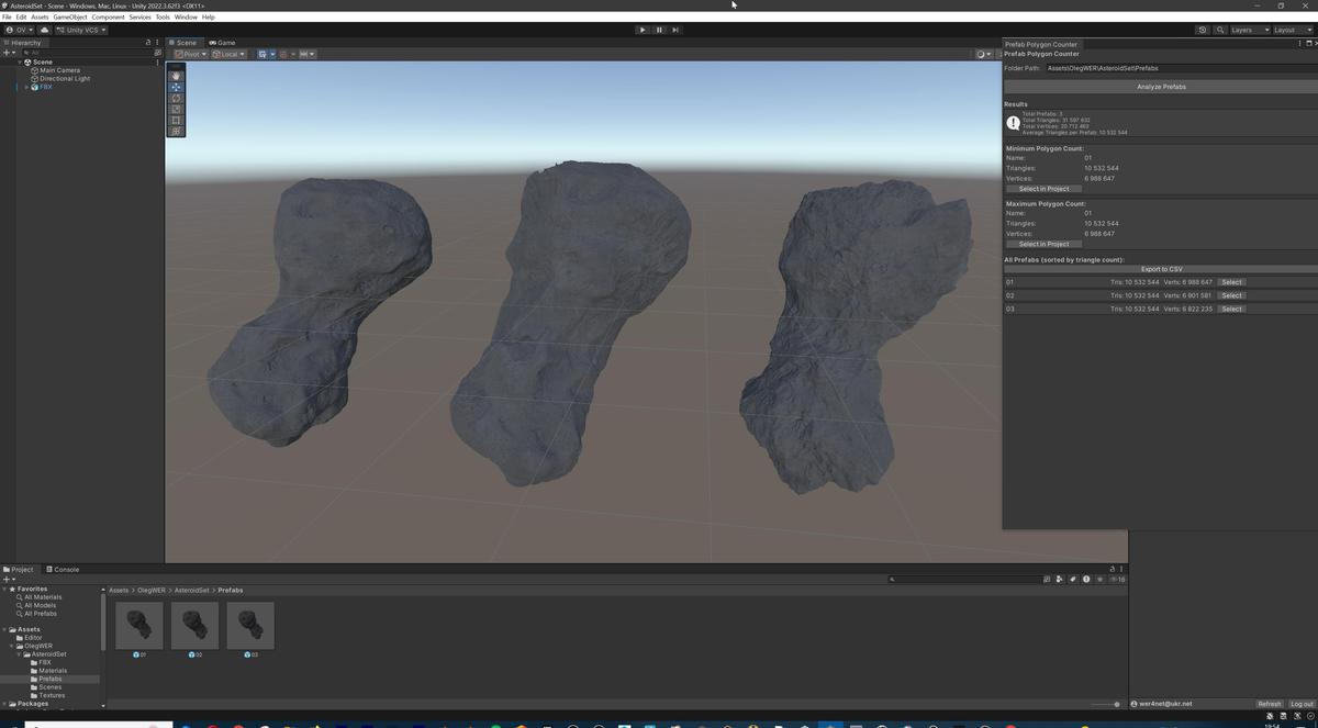 Detailed Asteroids Set: 3 high-poly Assets