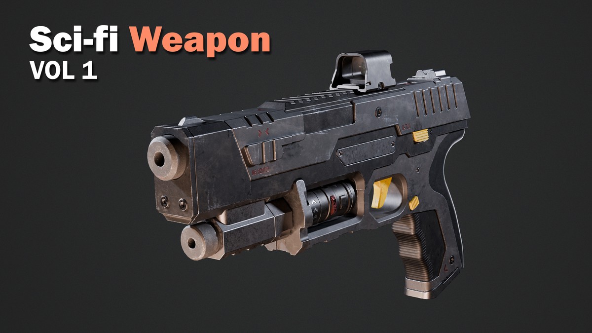 Sci-fi Weapon - Game Ready Pistol