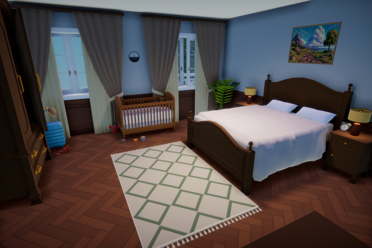 Low Poly Cartoon House Interior & Exterior