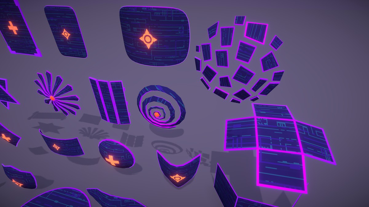 Cyber Neon Defense Shields 3D