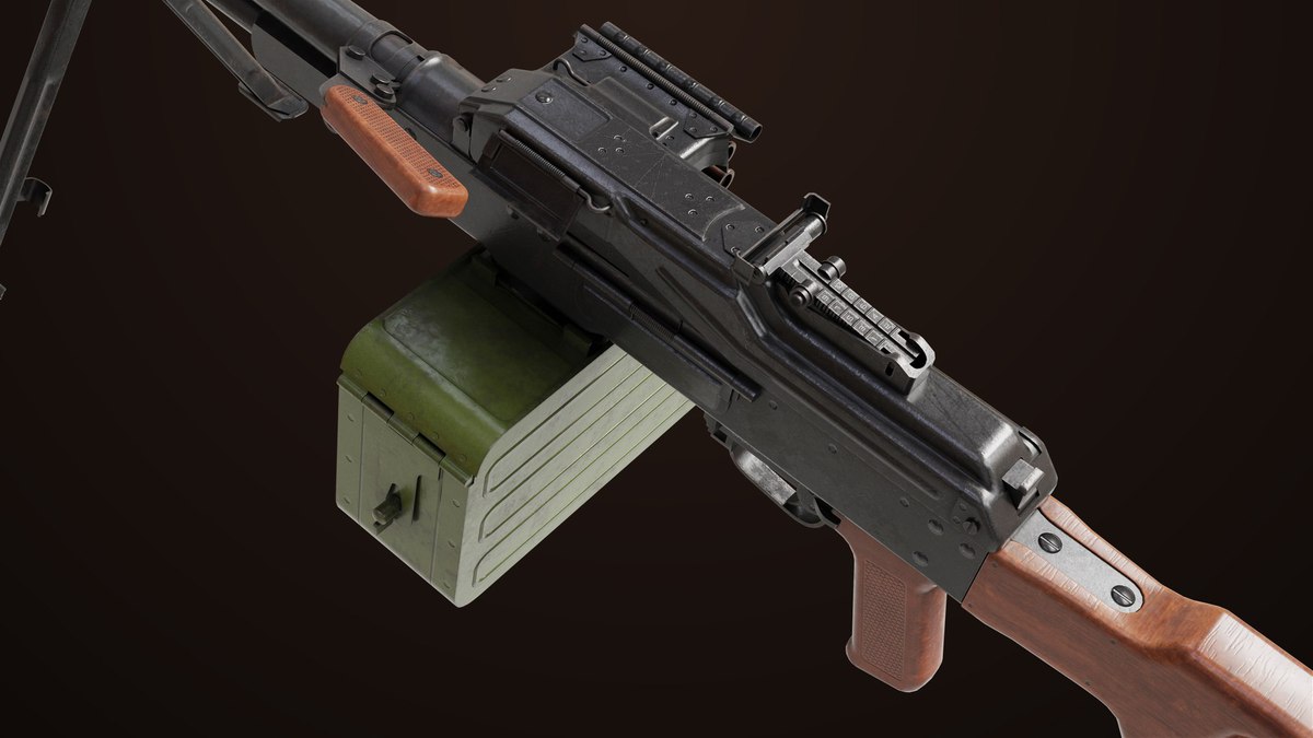 Machine Gun 11 Wood handle URP HDRP Textures