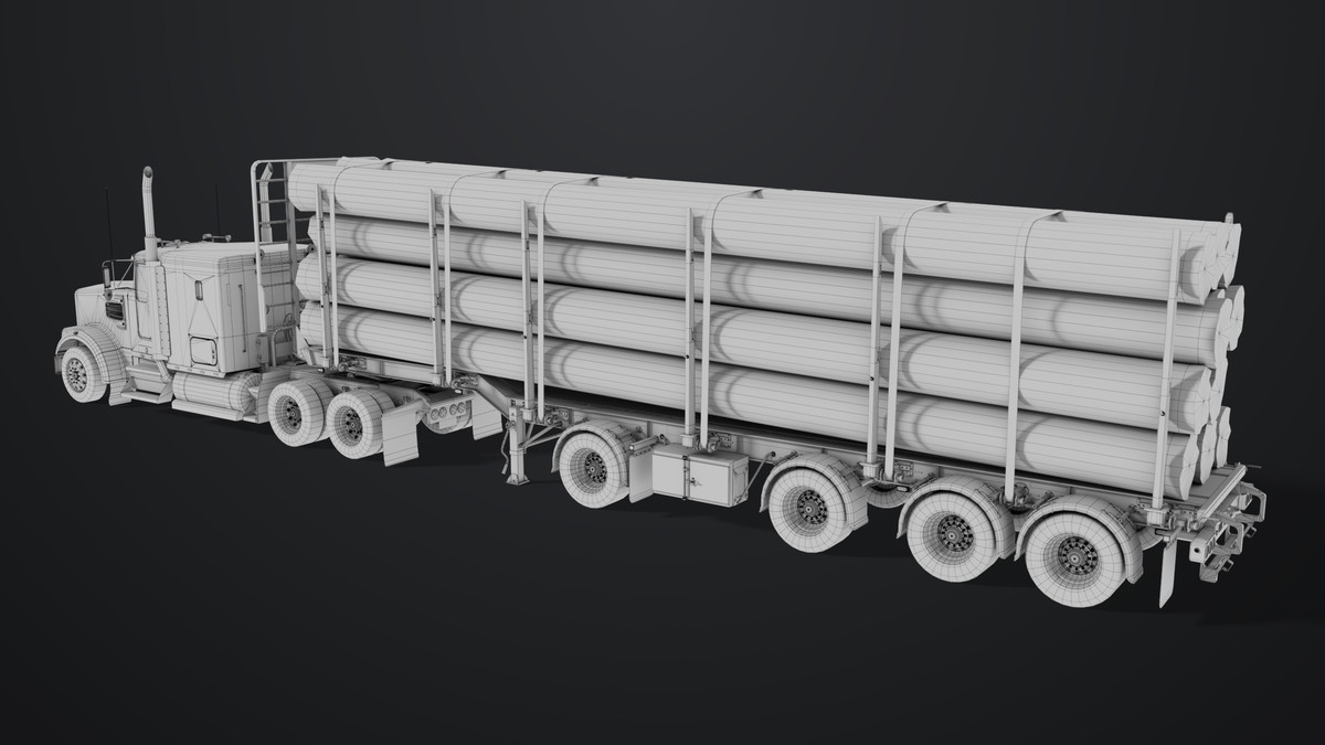 Truck 07 Log Trailer Grey Version URP HDRP Textures
