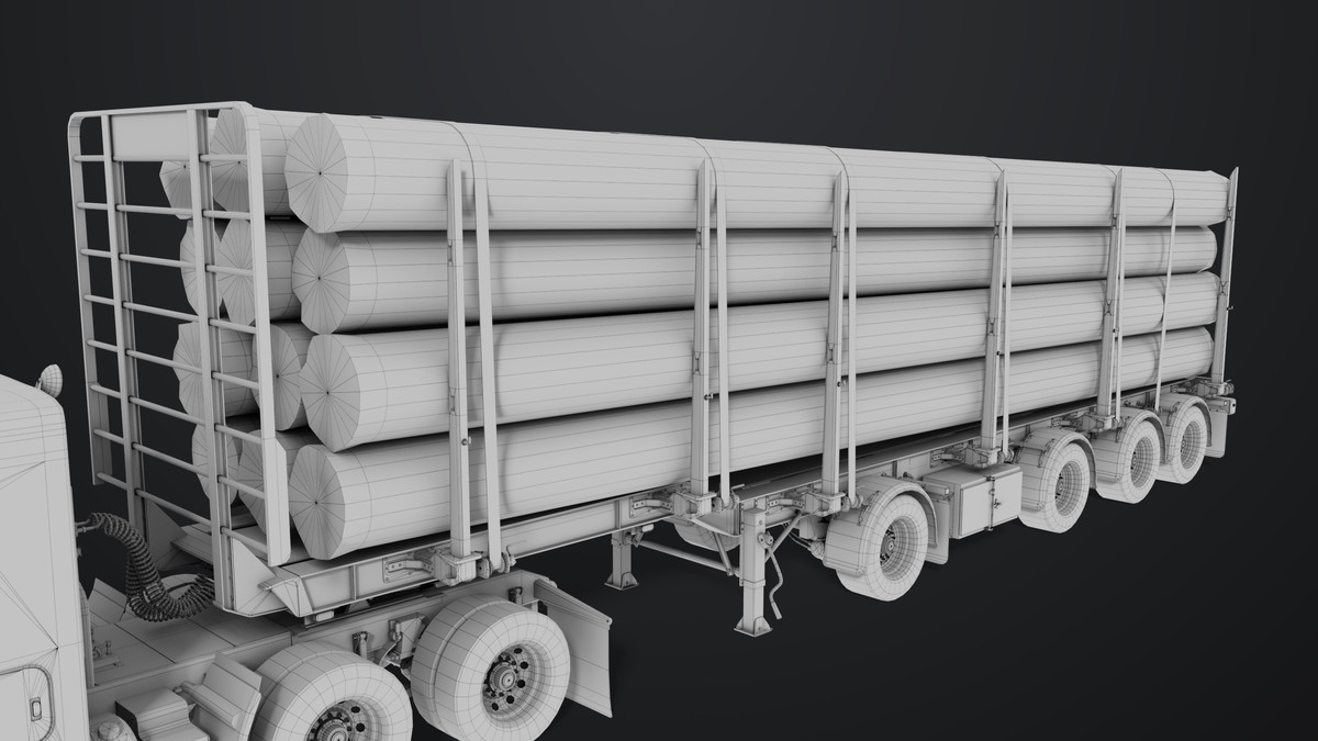 Truck 07 Log Trailer Grey Version URP HDRP Textures