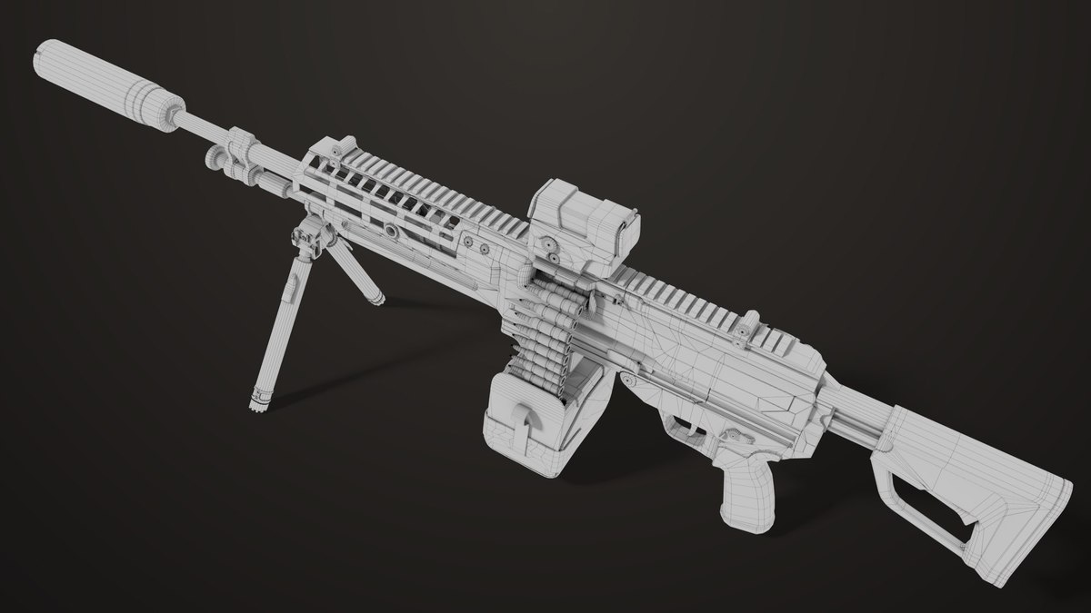 Machine Gun 14 Military Green URP HDRP Textures