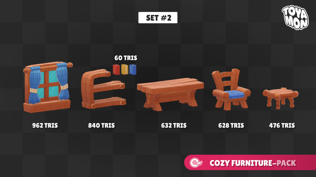 Stylized Cozy Furniture Pack - Low poly