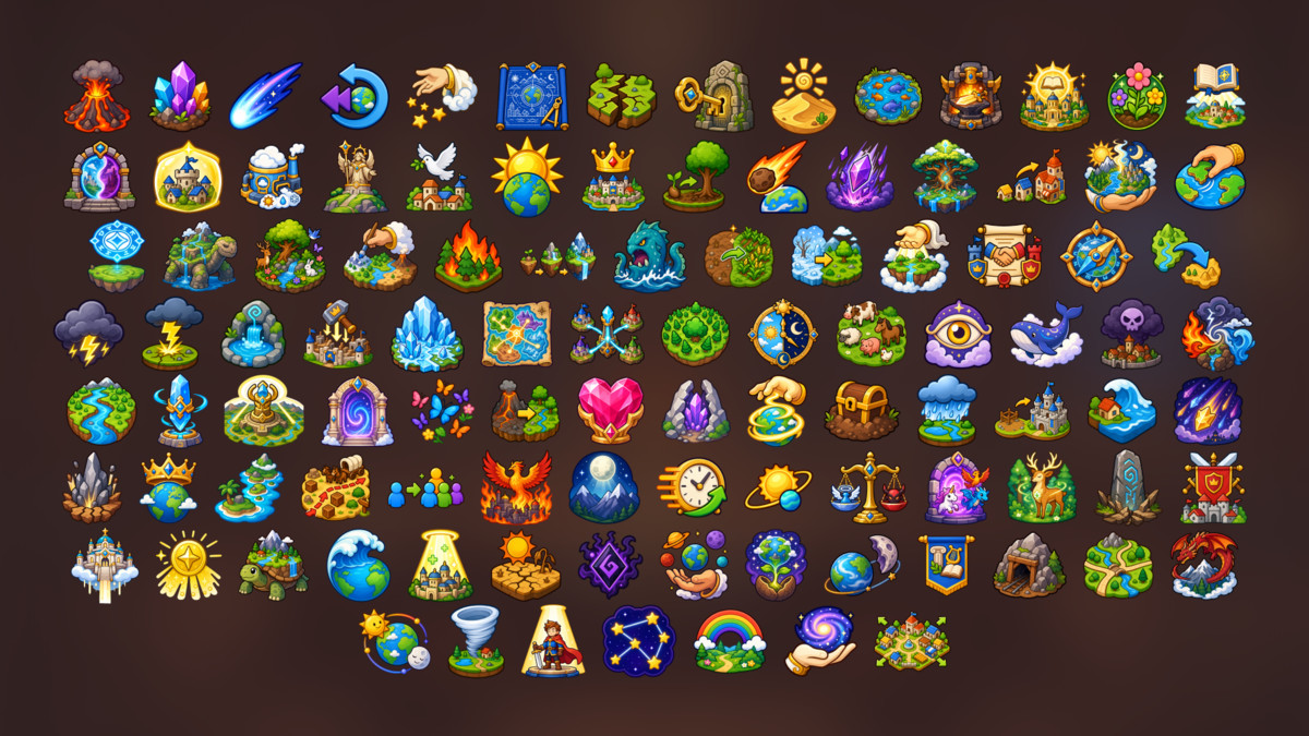 World Creation Nature Elements Kingdom Environment Icons Pack