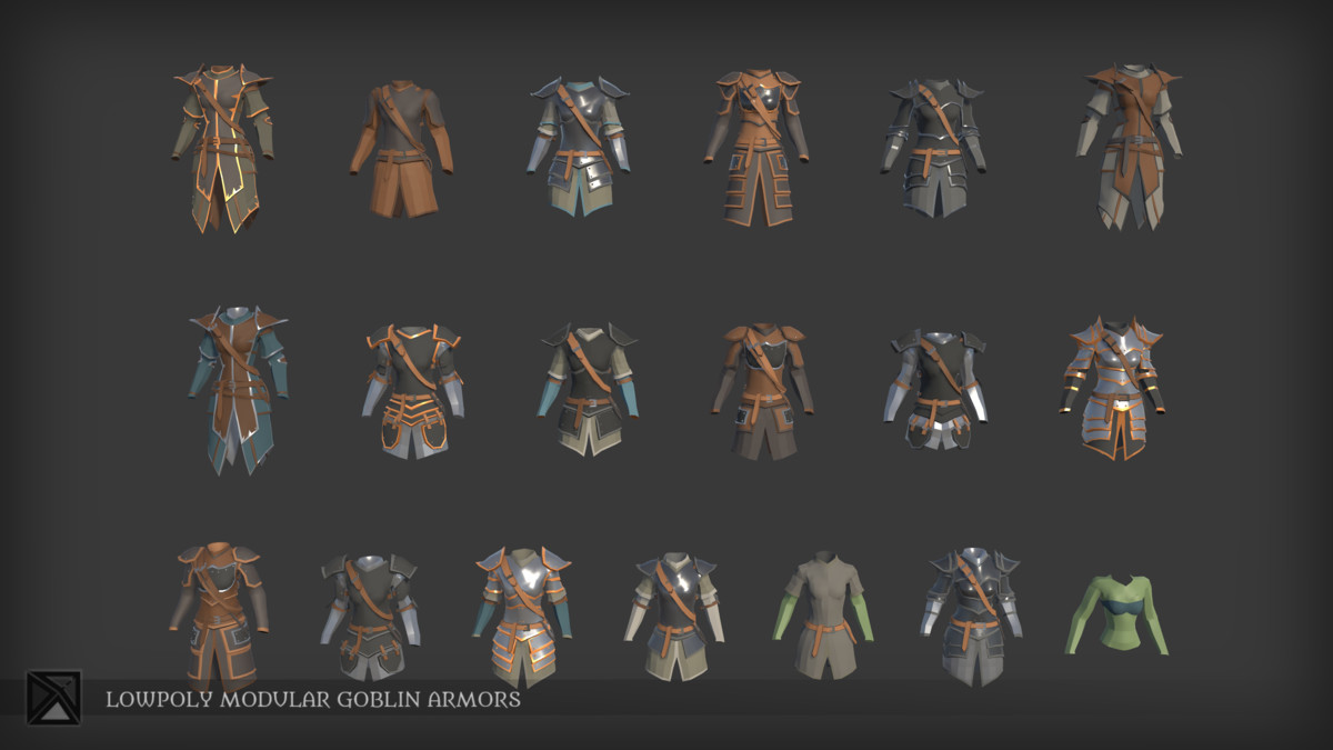 Low Poly Goblins Modular Armors - LOWPOLY MEDIEVAL FANTASY SERIES