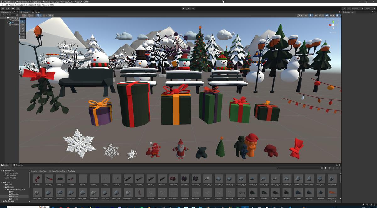 Stylized Lowpoly Winter City Asset Pack