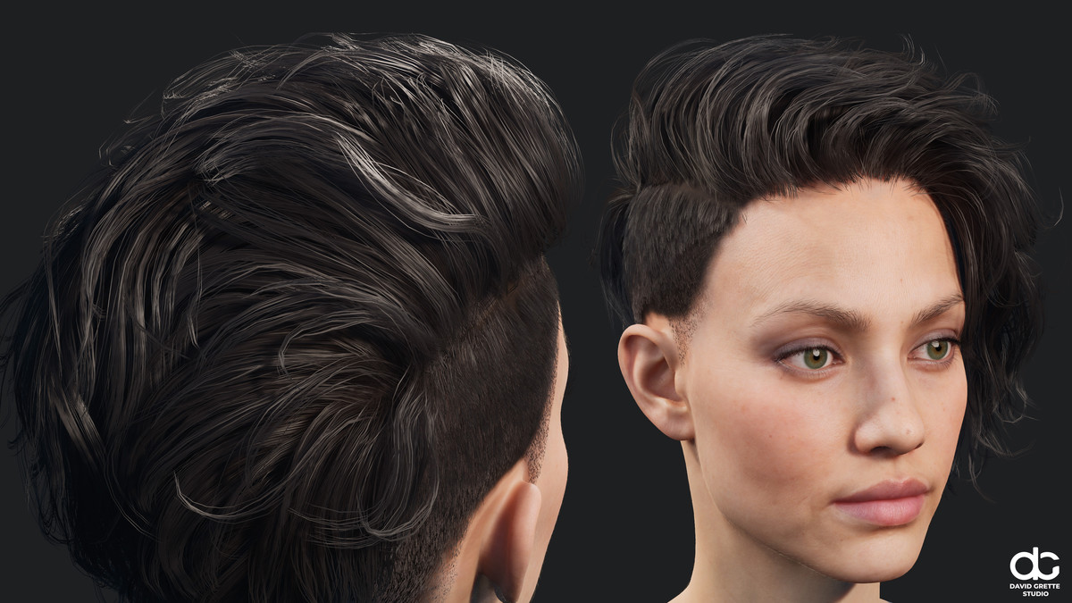Realistic female hairstyles, pack #3 | Rigged hair, game-ready, low-poly