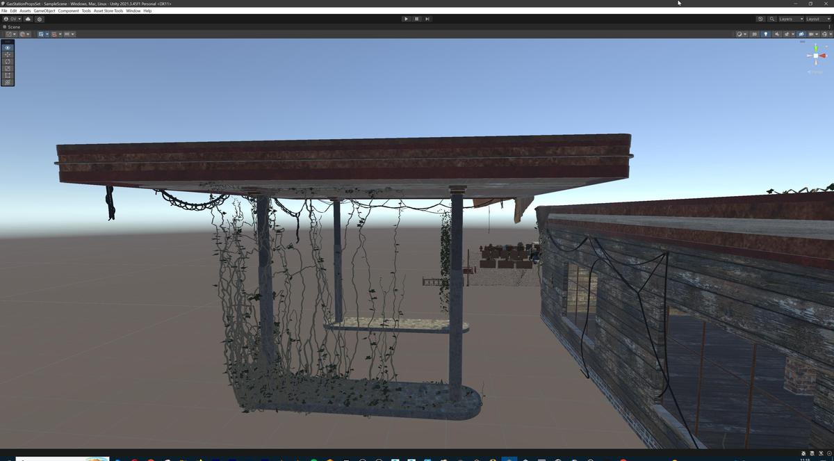 Post-Apocalyptic Junkyard Rusty Gas Station Props Pack (217 3d assets)