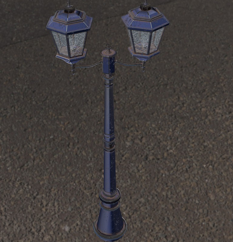 Ornate Double Street Lamp - 4 Texture Variants Pack