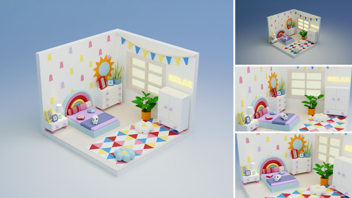 Low Poly Rooms Interiors 3 - Stylized Asset Pack