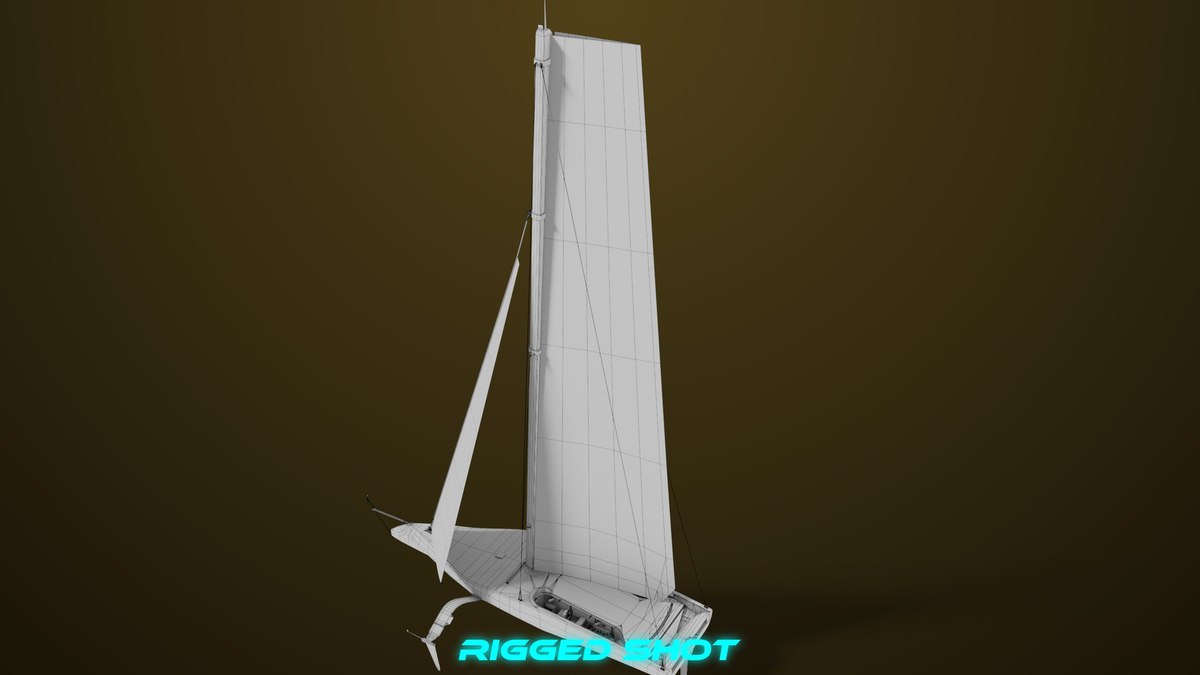 Yacht Hydrofoil Sailing Boat 01 Black URP HDRP Textures