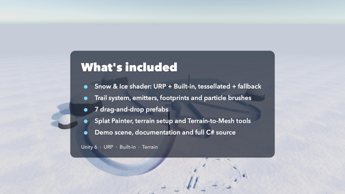 Deformable Snow & Ice Shader — Trails, Footprints, Terrain