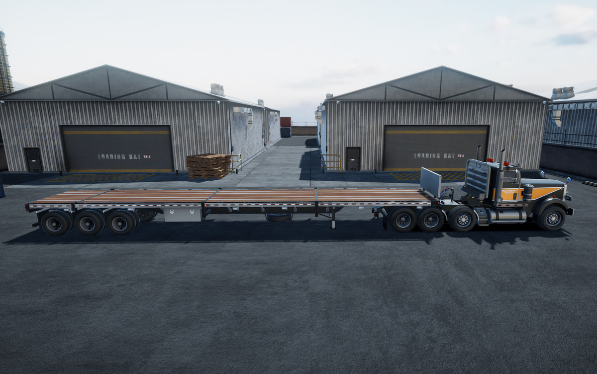 Semi truck flatbed trailer