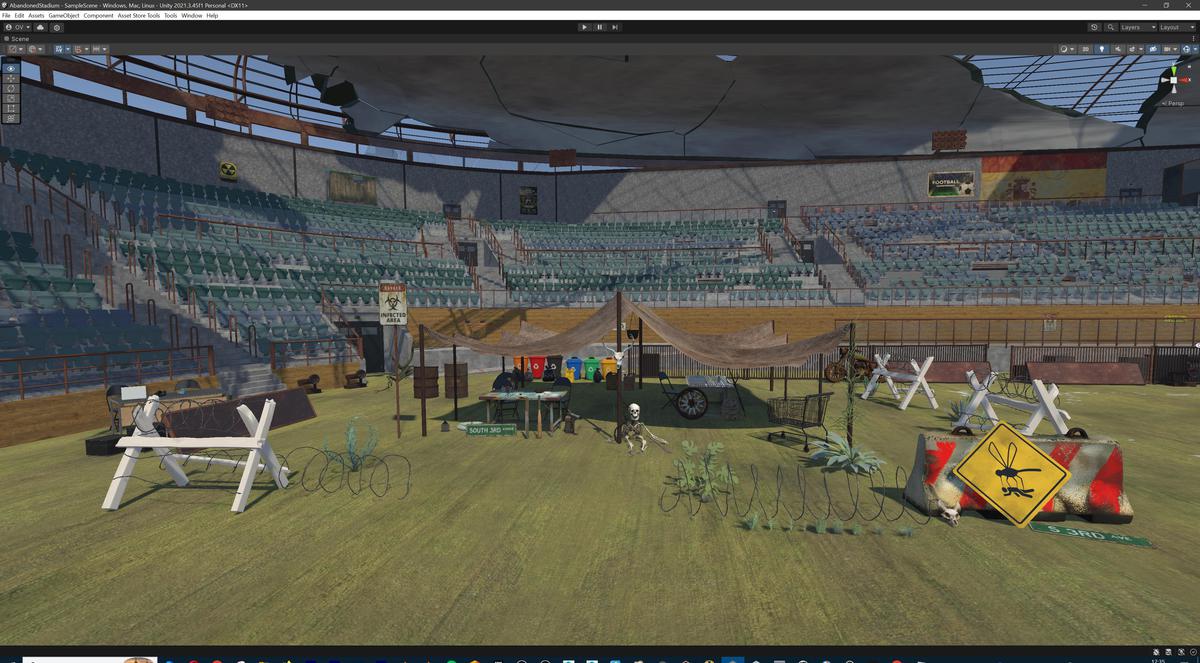 Abandoned Post-Apocalyptic Football Stadium - Modular Environment 3d Level