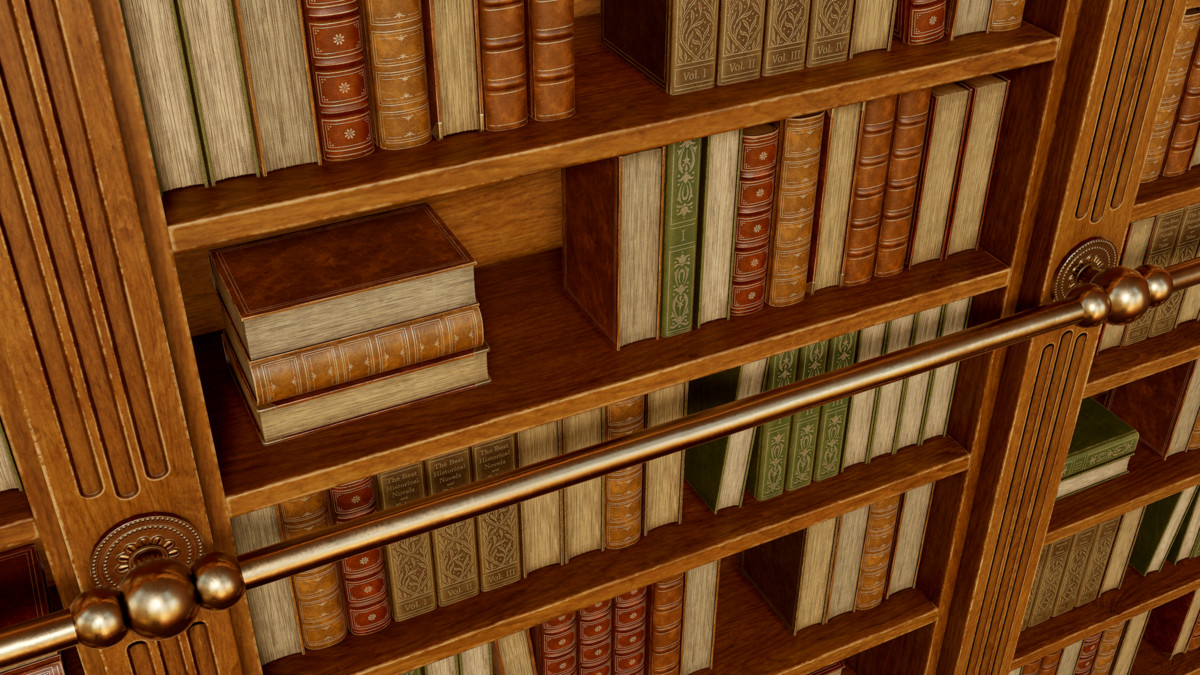 Vintage Bookcase, Books, Papers