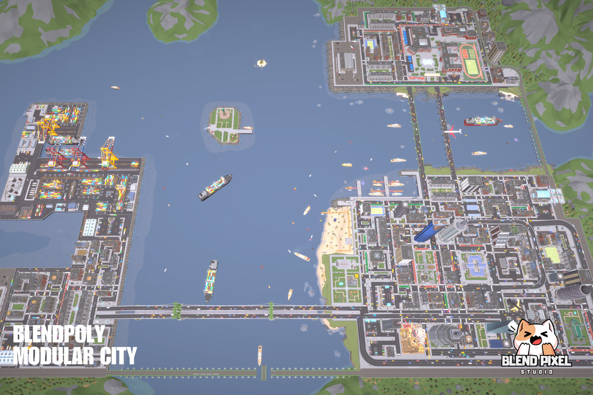 BlendPoly Modular City - Low Poly Assets