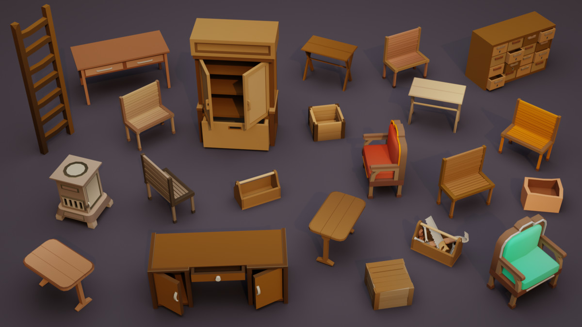 Low Poly Wild West Train Pack