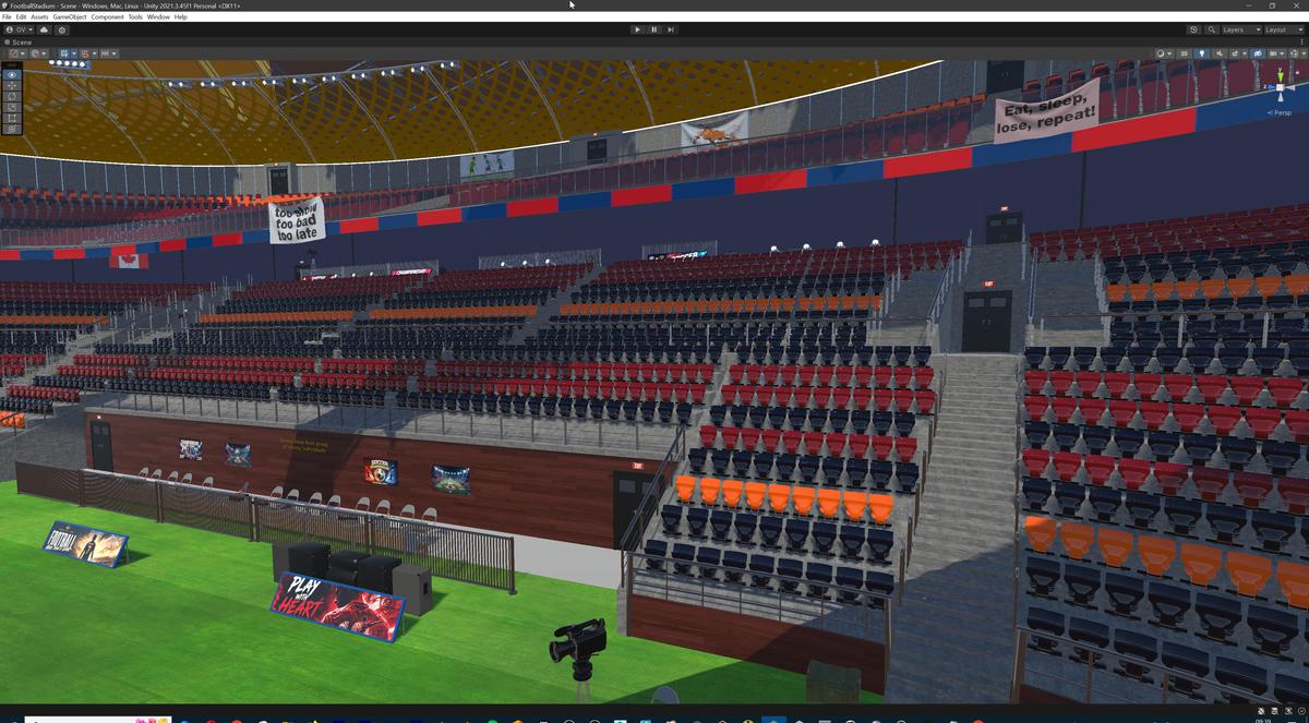 Modular Soccer Football Stadium Arena With 4 Roofs - Sport Environment 3d Level