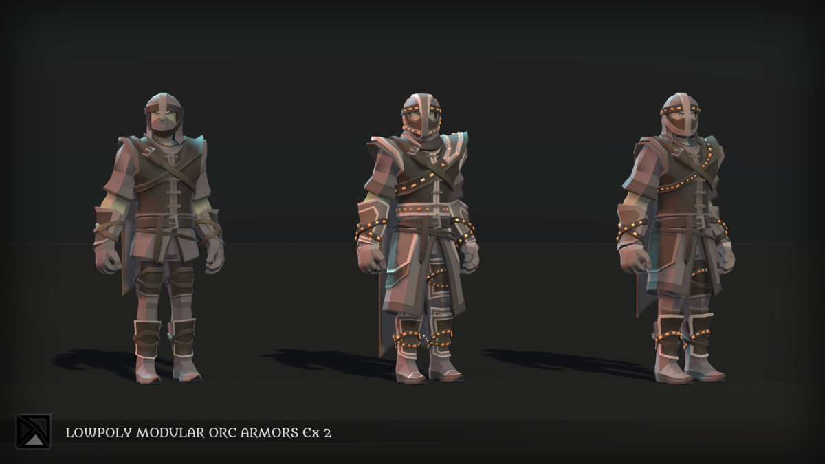 Low Poly Orcs Modular Armors Ex2 - LOWPOLY MEDIEVAL FANTASY SERIES